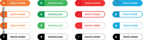 Colorful Button Collection Discover various design options! Explore an assortment of vibrant, stylish buttons for diverse web and app interfaces, offering an attractive user experience