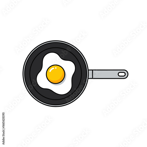 Cartoon Fried Egg in a Pan Illustration