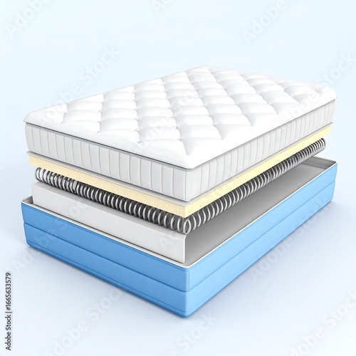 Mattress layers, cutaway view, studio
