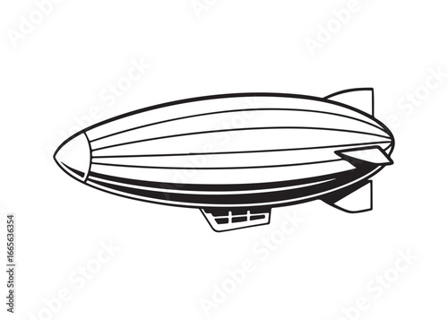 Airship Dirigible Blimp Silhouette Vector Illustration Isolated Icon Design.