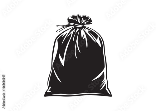 Tied Garbage Bag Silhouette Vector Icon in Minimal Flat Design.