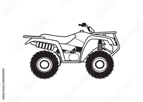 ATV Quad Bike Silhouette Vector Illustration Isolated on White Background.