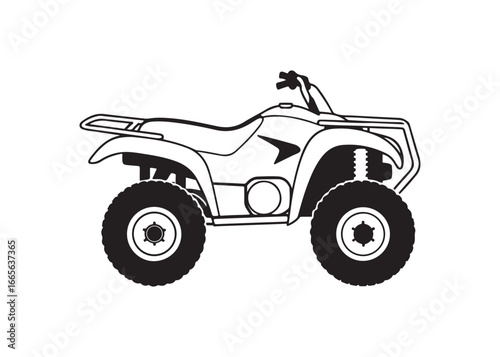 ATV Quad Bike Silhouette Vector Illustration Isolated on White Background.