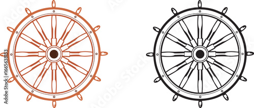 Carriage Wagon Wheel Black Silhouette Vector Icon Illustration.