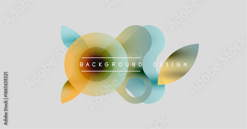 Abstract vector illustration. Overlapping translucent shapes create modern background. Soft colors, simple design, clean aesthetic.
