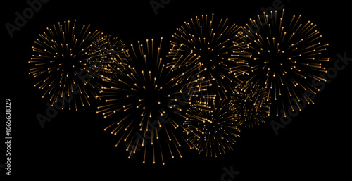 set of isolated vector fireworks on a transparent background.