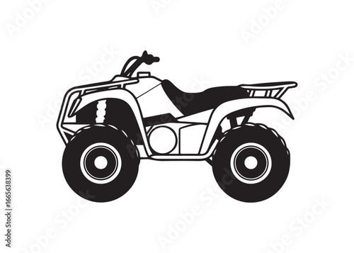 ATV Quad Bike Silhouette Vector Illustration Isolated on White Background.