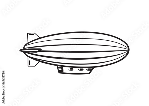 Silhouette of Airship Dirigible Zeppelin Blimp Vector Icon.