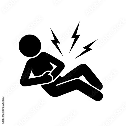 Stickman Figure with Stomach Pain SVG Clip Art