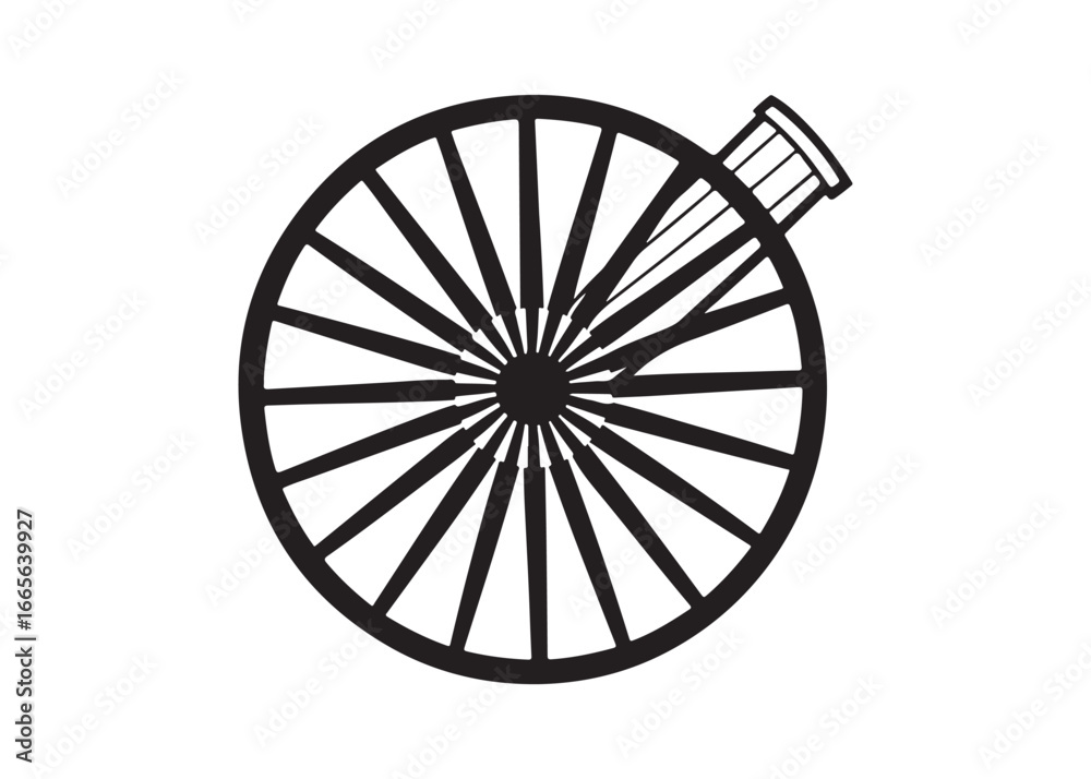 Fototapeta premium Carriage Wagon Wheel Black Silhouette Vector Icon Illustration.