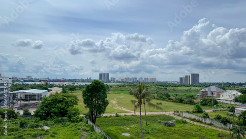 the landscape That luang Lake special economic zone at Vientiane capital, laos