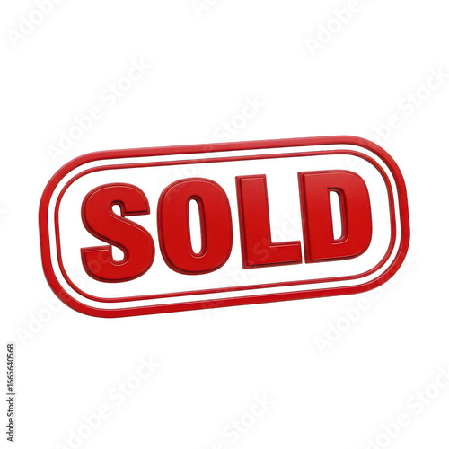 Red sold stamp isolated on transparent background