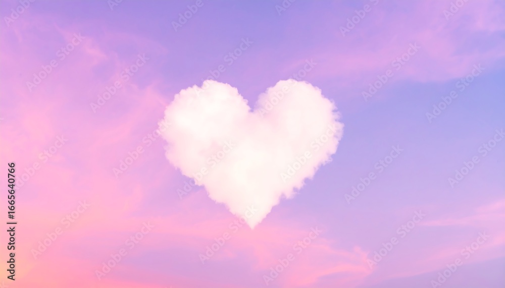 Heart-shaped cloud in a pastel sky at sunset