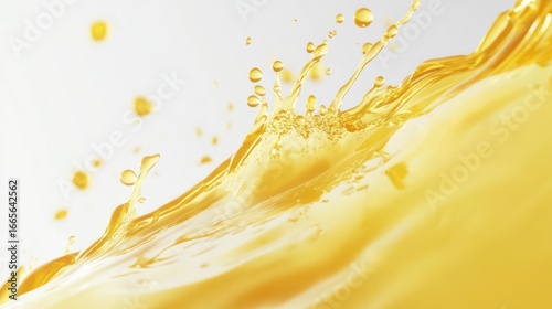 Golden juice splash against white background