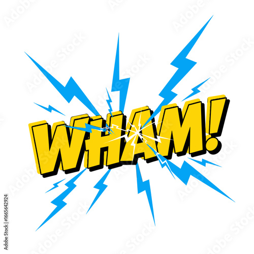 Comic Book Style "WHAM!" with Lightning Bolts