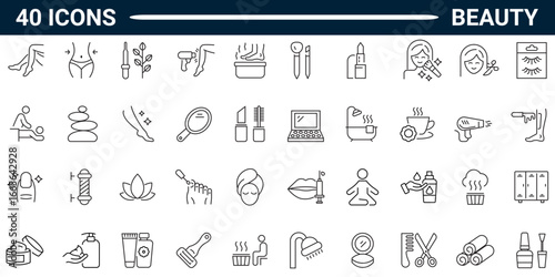 Beauty line icons set. Pictograms and infographics for mobile apps and web. editable stroke. full vector.