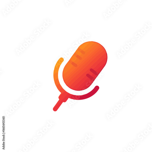 Orange gradient microphone illustration on a clean white background, concept for podcasting, sound recording and online communication