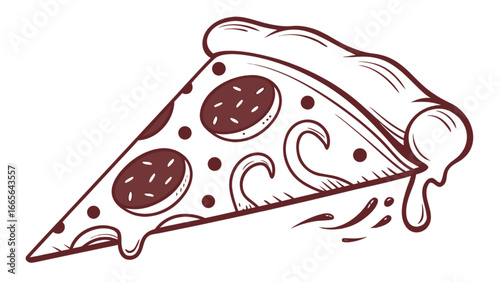 Delicious pepperoni pizza slice vector illustration for fast food menu and restaurant promotion concept