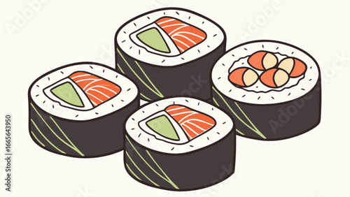 Delicious sushi rolls japanese food cuisine asian food salmon avocado seafood restaurant gourmet healthy 100