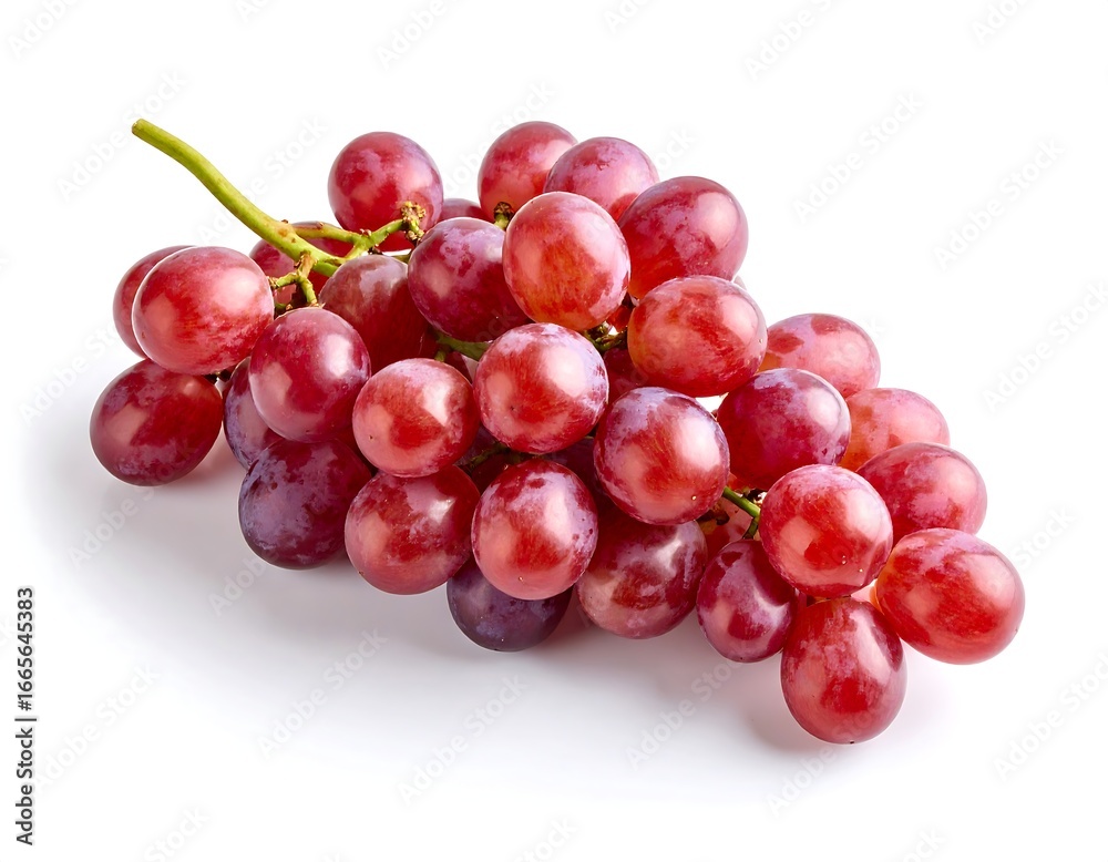 Fototapeta premium Red Grape Cluster, Isolated on White Background