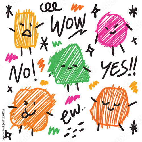 Funny Expression Doodle Faces