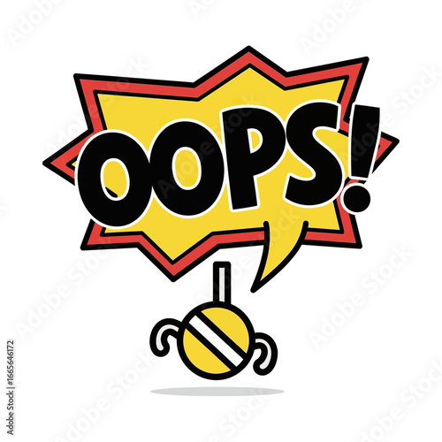 Cartoon "OOPS!" Speech Bubble with Wrecking Ball