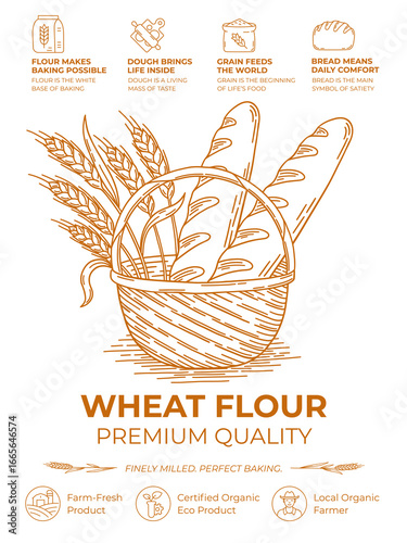 Quality flour packaging emphasizing the role of flour in baking and its natural ingredients ideal for home bakers