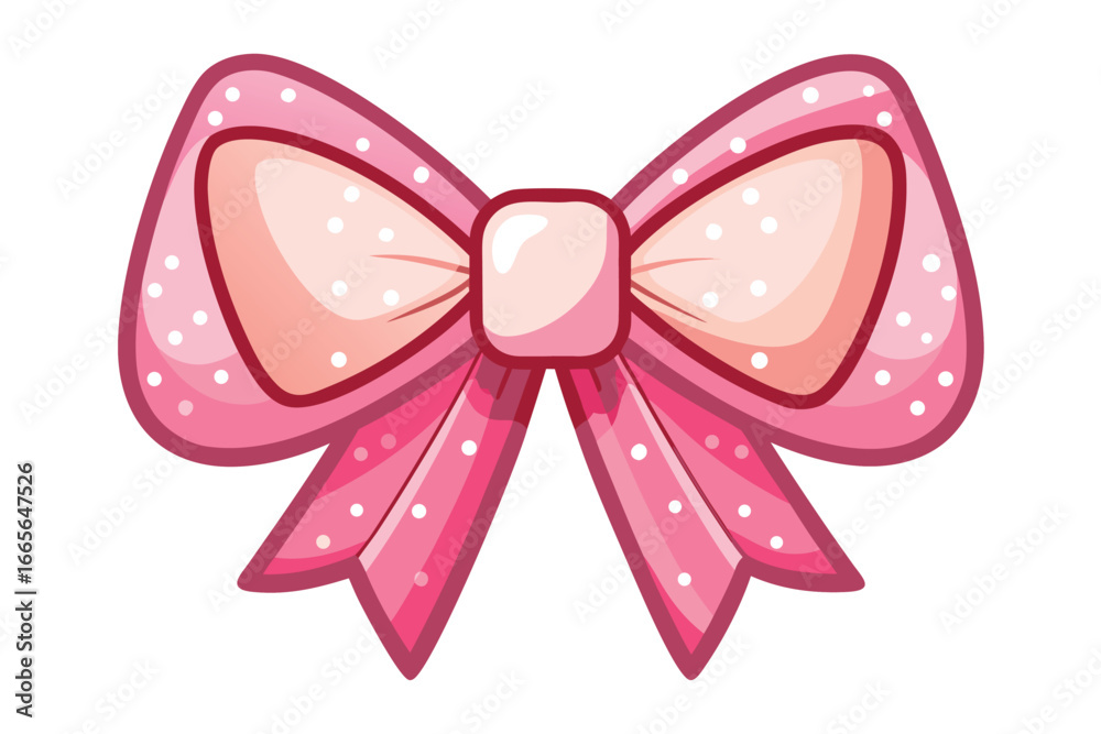 Fototapeta premium Charming pink polka dot bow perfect for festive decorations, gifts, and creative projects