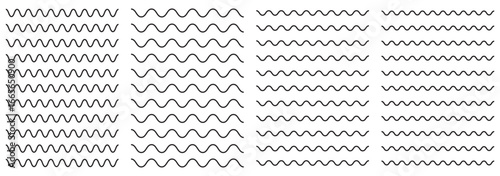 Wavy and zigzag lines pattern with ripples and squiggly strokes. Dynamic serrated curves. Flat vector illustration isolated on white background. Black underlines wavy curve zig zag line pattern.Eps 10