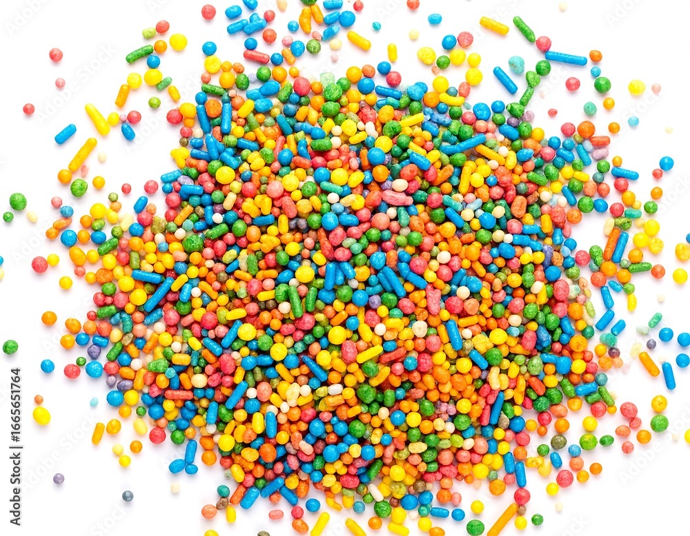 Fototapeta premium Colorful sprinkles scattered on white background