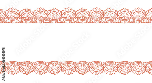 Elegant decorative border pattern with intricate floral motifs in a warm orange hue