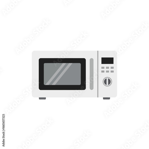 White Microwave Oven with Digital Display and Door