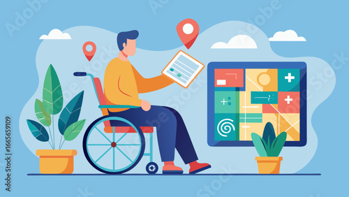 Wheelchair Accessibility and Navigation – Inclusive Mobility Concept Illustration