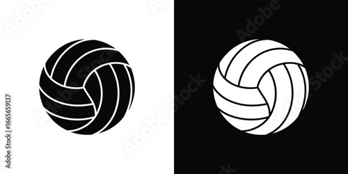 Black Volleyball Ball Isolated in Opposite Colors with Alternating Arrangement