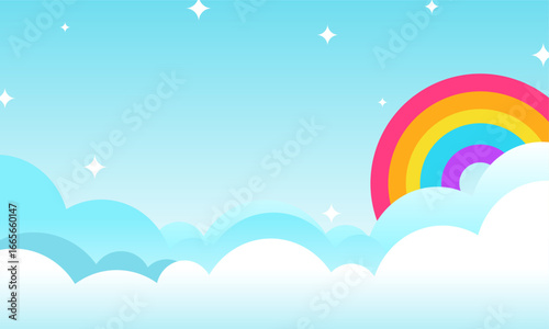 Abstract kawaii Colorful Sky rainbow background. Soft gradient pastel Comic graphic. Concept for children and kindergartens or presentation