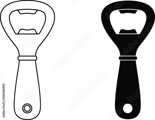 Bottle opener vector outline and silhouette for illustration