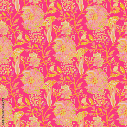 Wallpaper Mural Pink Floral Fantasy Garden Pattern Torontodigital.ca