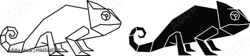 Chameleon vector illustration polygon design reptile animal art
