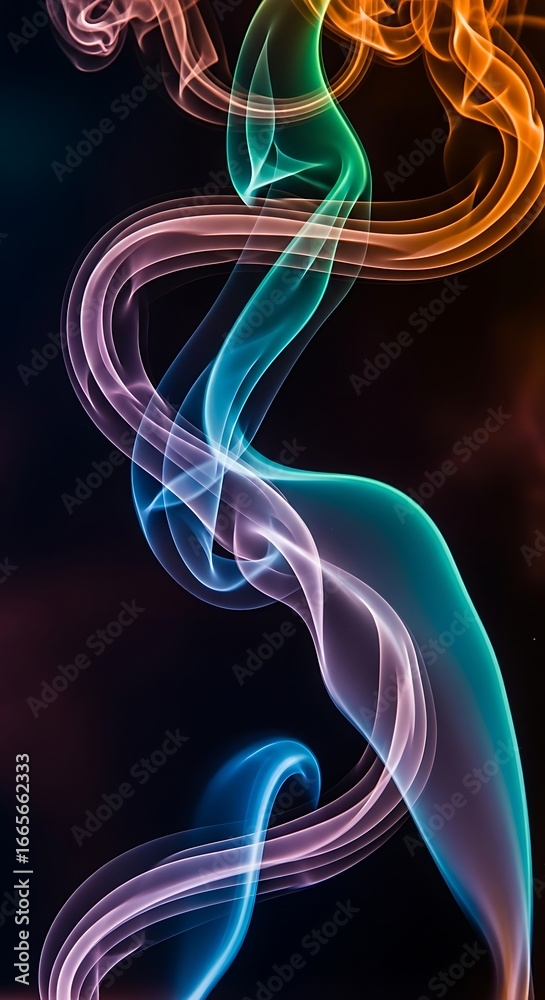 Naklejka premium Ethereal Smoke Streams Against Deep Backdrop A Symphony of Light and Shadow