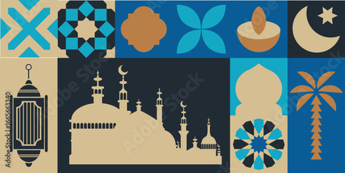 Grand Mosque Celebration Flat Illustration
