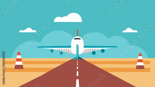 Airplane Flying Over Mountains at Sunset – Minimal Vector Illustration
