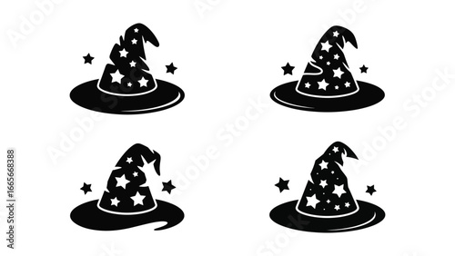 halloween witch hat illustration with stars spooky night magical design
