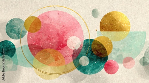 Abstract circles and shapes in muted colors