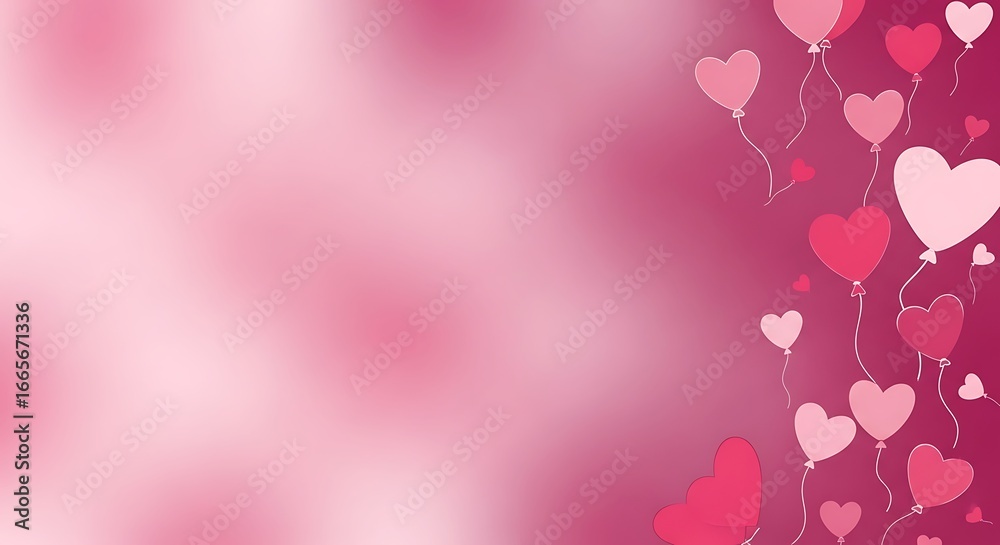 Fototapeta premium Pink Heart Balloons Background.