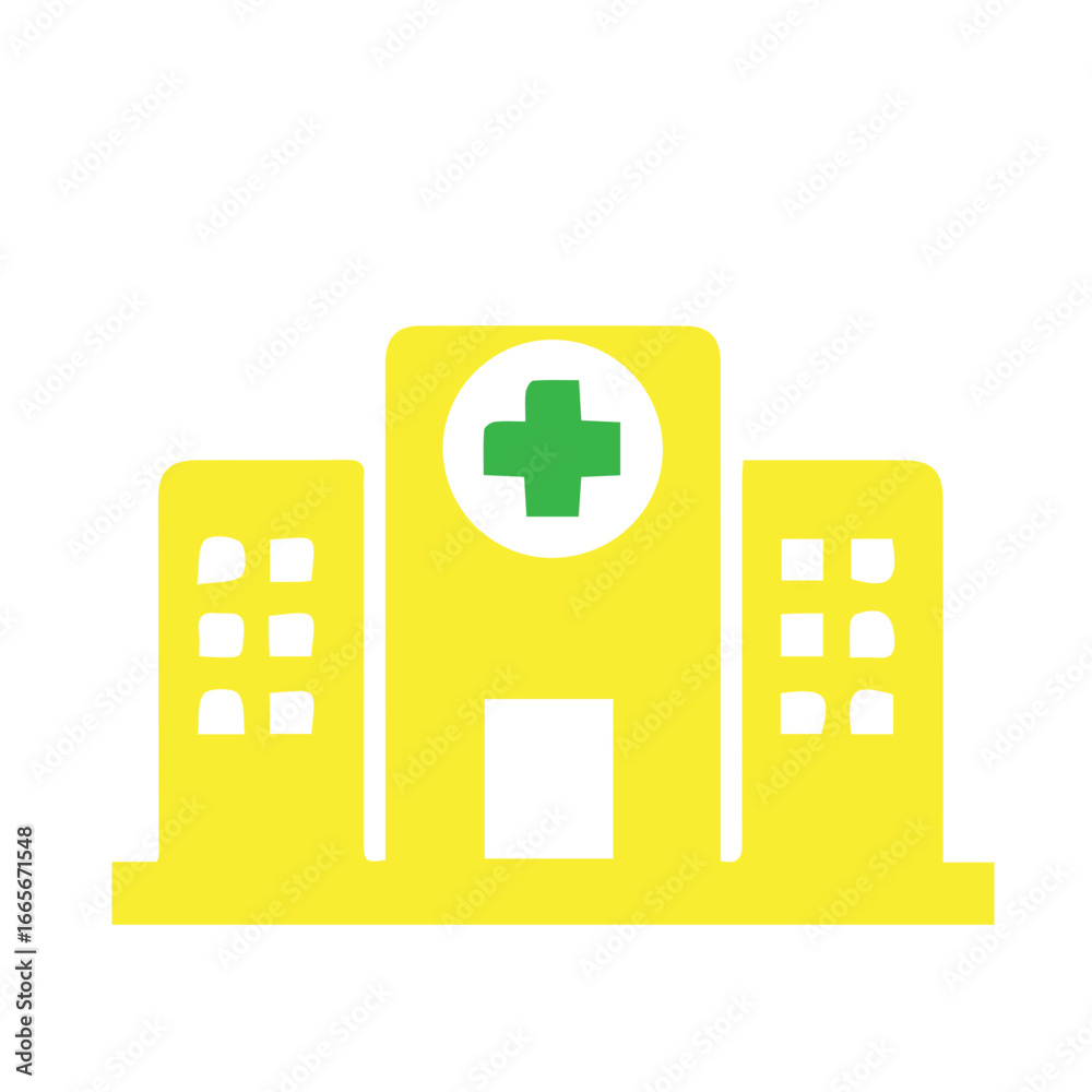 Obraz premium Hospital Building with a Green Cross Emblem A Symbol of Healthcare and Medical Services