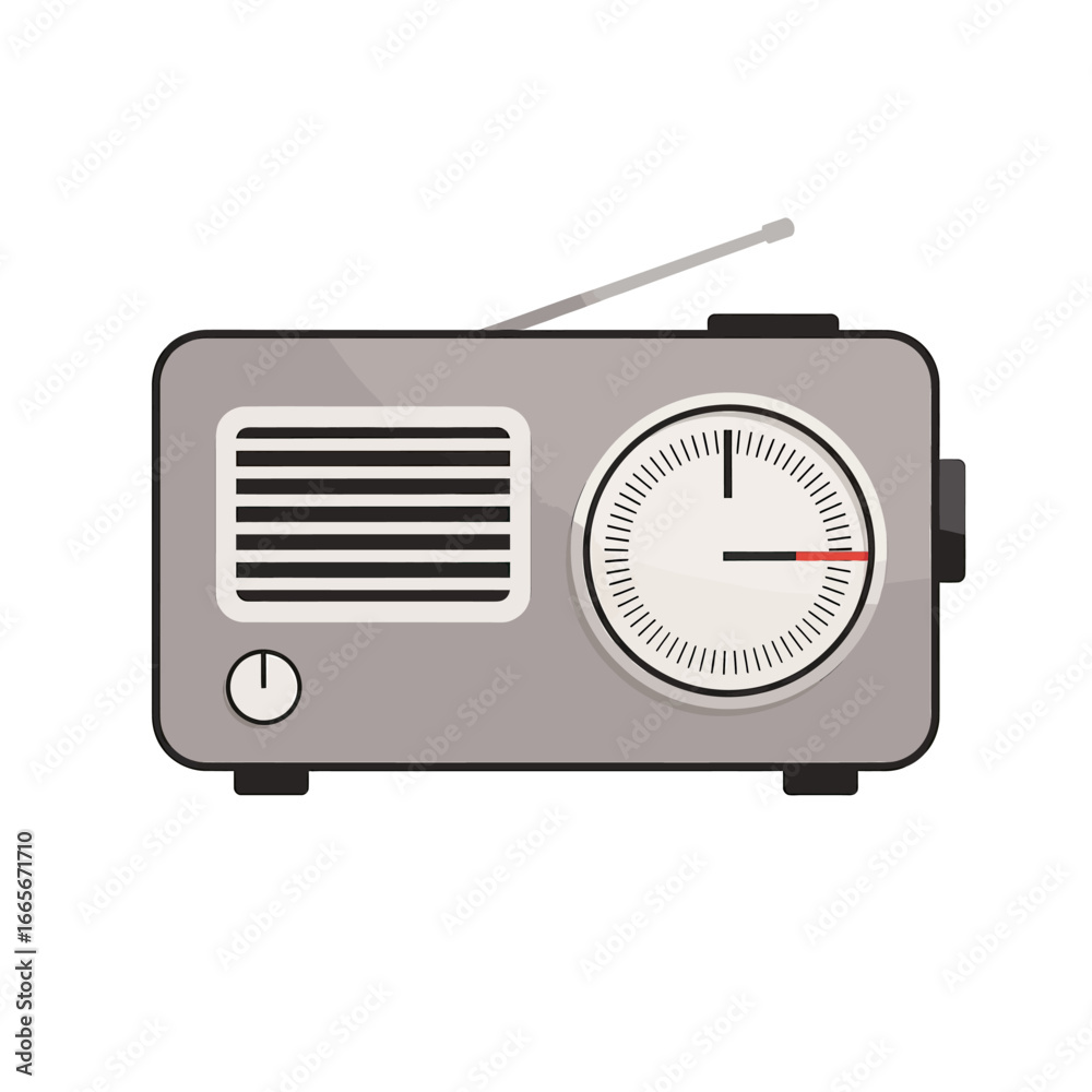 Fototapeta premium Vintage Gray Radio with Antenna and Dial