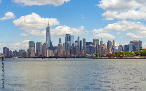 NYC skyline with skyscrapers. Manhattan and Brooklyn. New York City skyline with Hudson River views. Downtown NYC. New York from waterfront skyline. Panorama of of New York.