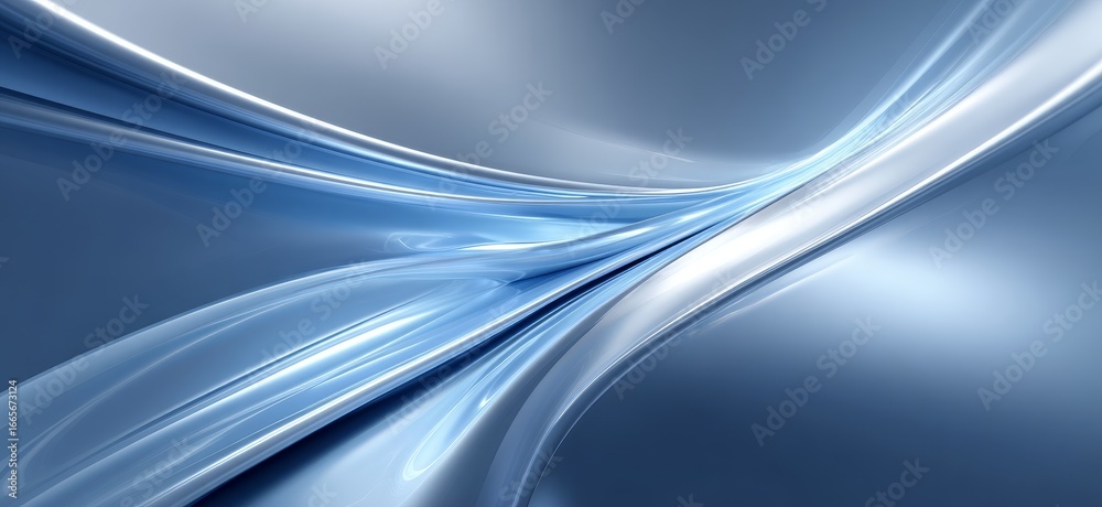 Obraz premium Abstract blue curved lines with smooth gradient, representing modern and dynamic design elements in a sleek visual composition.