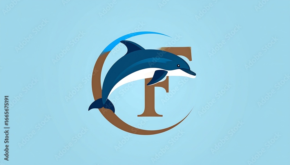 Obraz premium Dolphin logo initial F