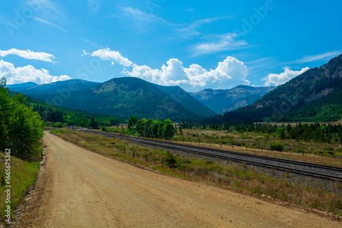 Dirt Road and Railroad Tracks by Rollins Pass in the Colorado Rocky Mountains